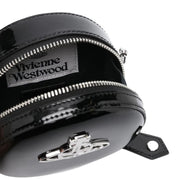 Vivienne Westwood Shiny Patent Black Mini Round Crossbody Bag