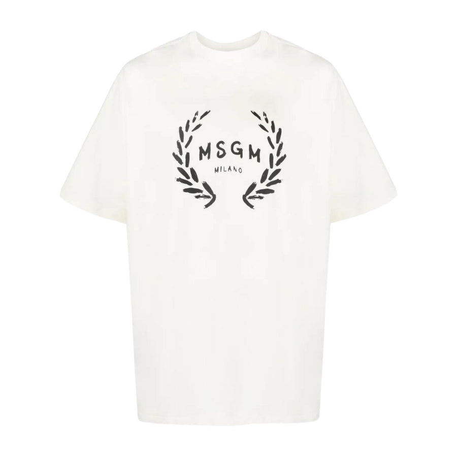 MSGM Logo Print Ivory T-Shirt