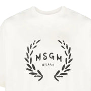 MSGM Logo Print Ivory T-Shirt