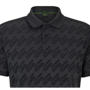BOSS Pirax Monogram Jacquard Dark Grey Polo Shirt