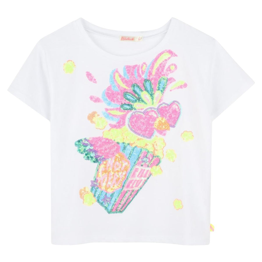 Billieblush Kids Graphic Sequins White T-Shirt