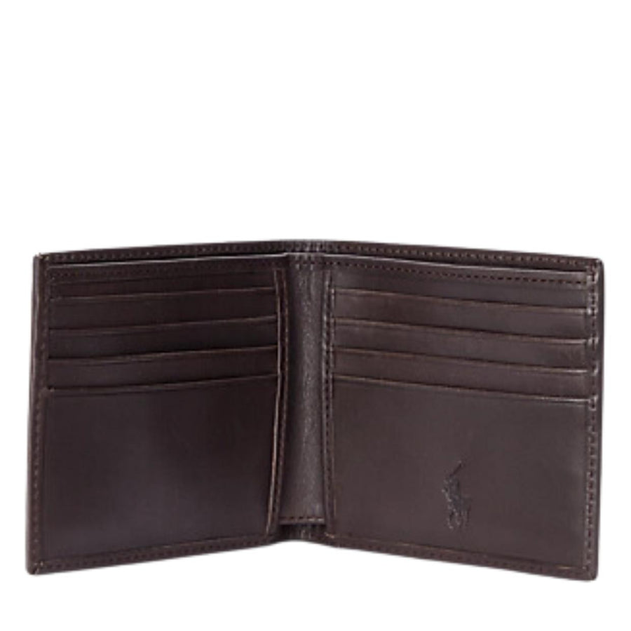 Polo Ralph Lauren Logo Brown Leather Billfold Wallet