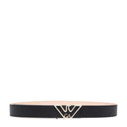 Emporio Armani Eagle Logo Buckle Black Leather Belt