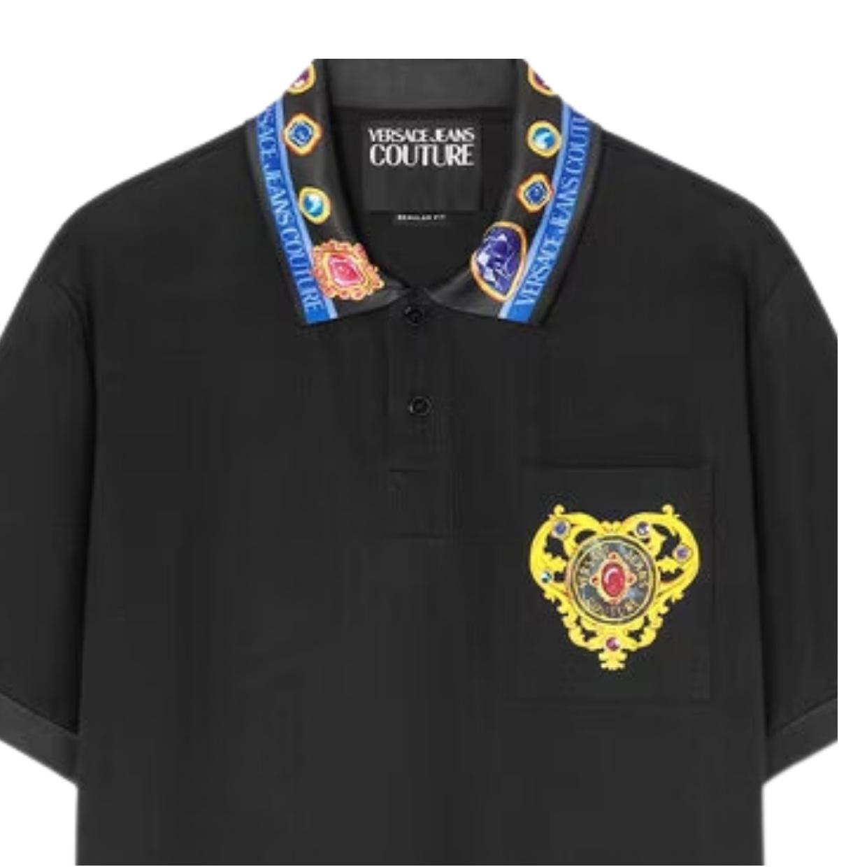 Versace Jeans Couture Heart Couture Black Polo Shirt