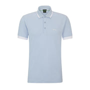 BOSS Paddy 1 Contrast Logo & Stripes Light Blue Polo Shirt