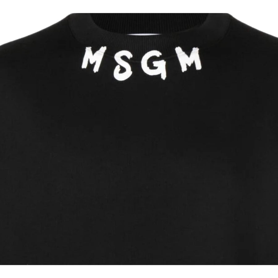 MSGM Print Collar Logo Black Sweatshirt