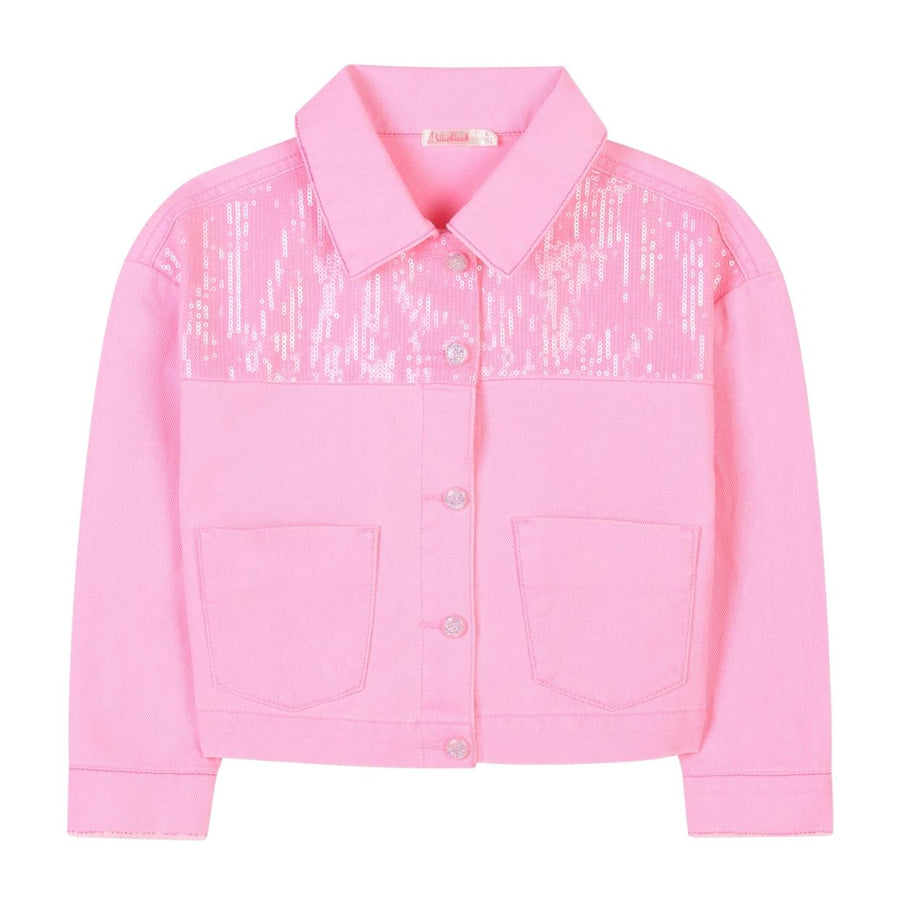 Billieblush Kids Pink Sequin Denim Jacket