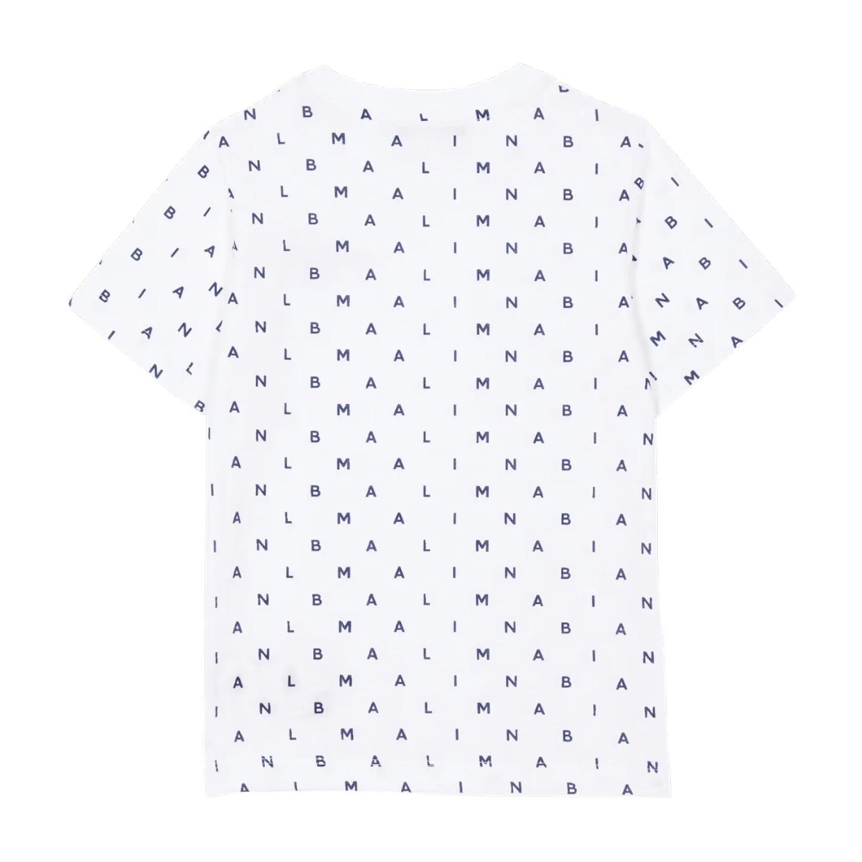 Balmain Kids Letter Logo All-Over White T-Shirt