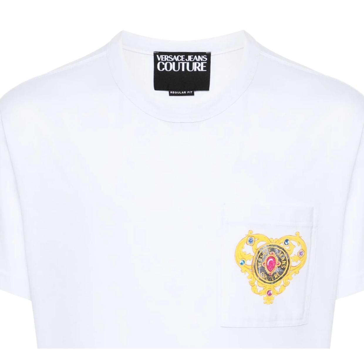 Versace Jeans Couture Heart Couture Print Chest Pocket White T-Shirt