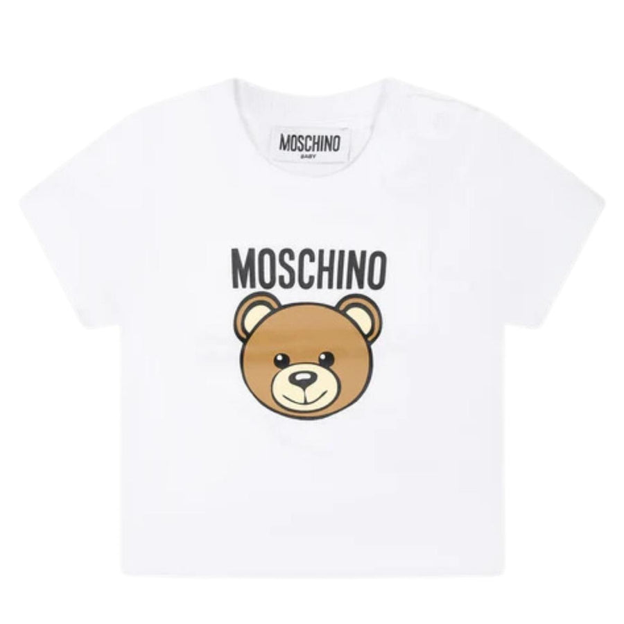 Moschino Baby Teddy Bear Logo White T-Shirt