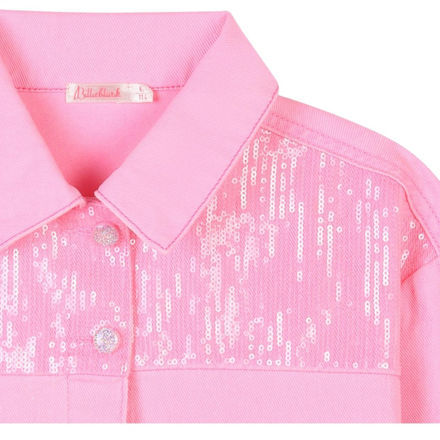 Billieblush Kids Pink Sequin Denim Jacket