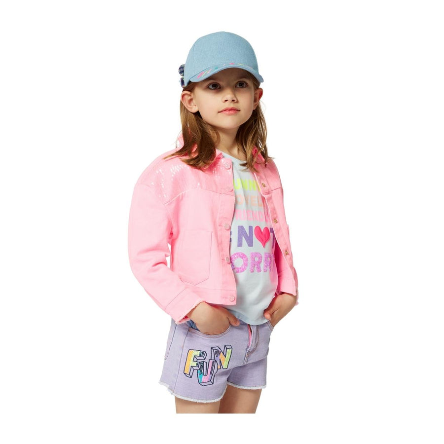 Billieblush Kids Pink Sequin Denim Jacket