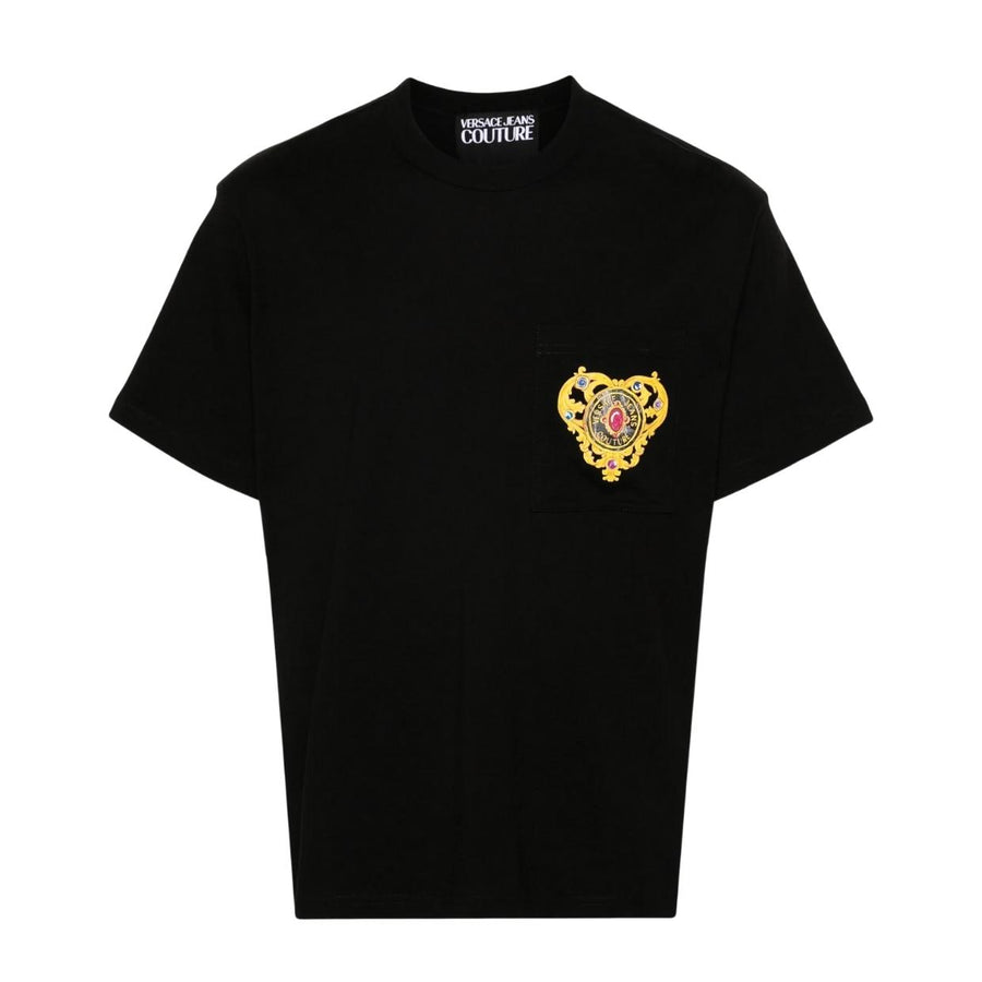 Versace Jeans Couture Heart Couture Print Chest Pocket Black T-Shirt