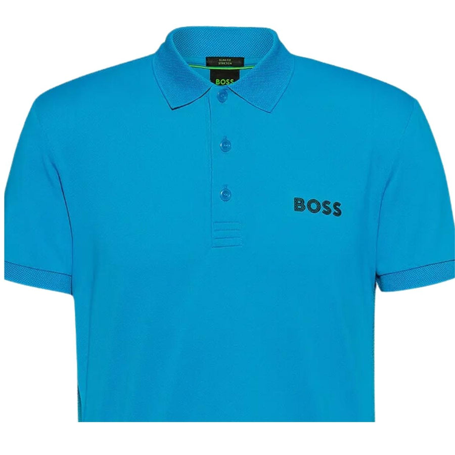 BOSS Mesh Logo Paule Turquoise Polo Shirt