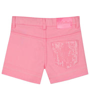 Billieblush Kids Pink Sequin Denim Shorts