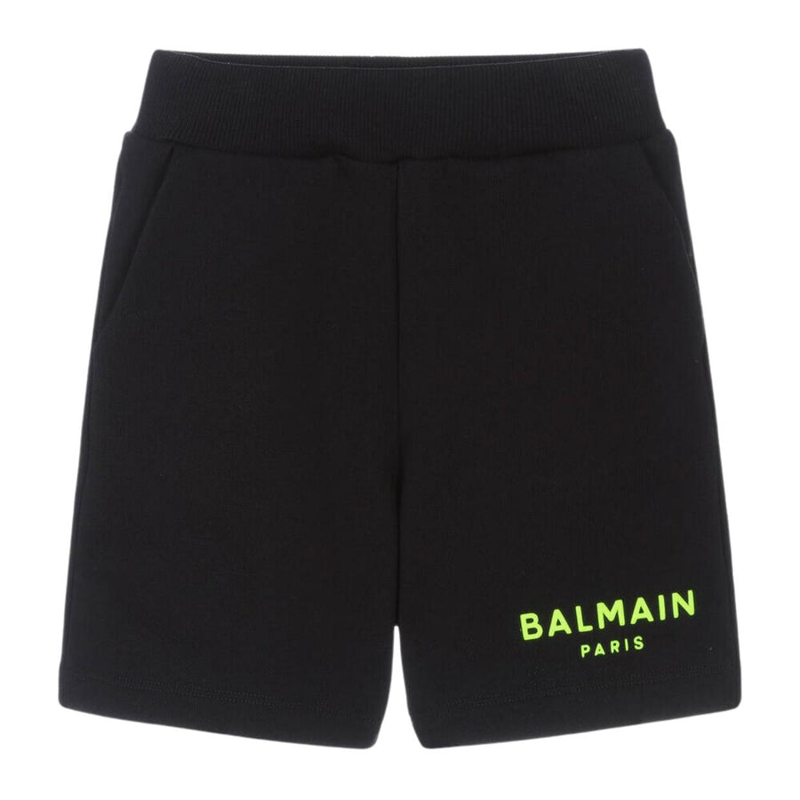 Balmain Kids Contrast Logo Black Sweat Shorts