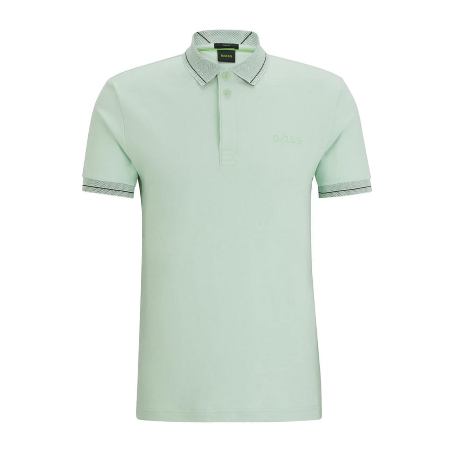 BOSS Mesh Logo Paule 1 Light Green Polo Shirt