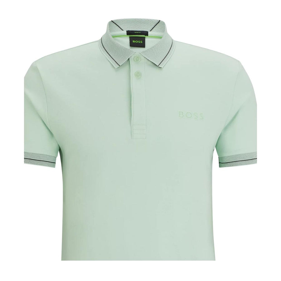 BOSS Mesh Logo Paule 1 Light Green Polo Shirt