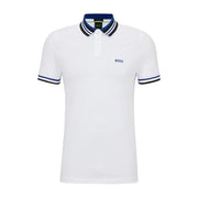 BOSS Paddy Ribbed Striped White Polo Shirt