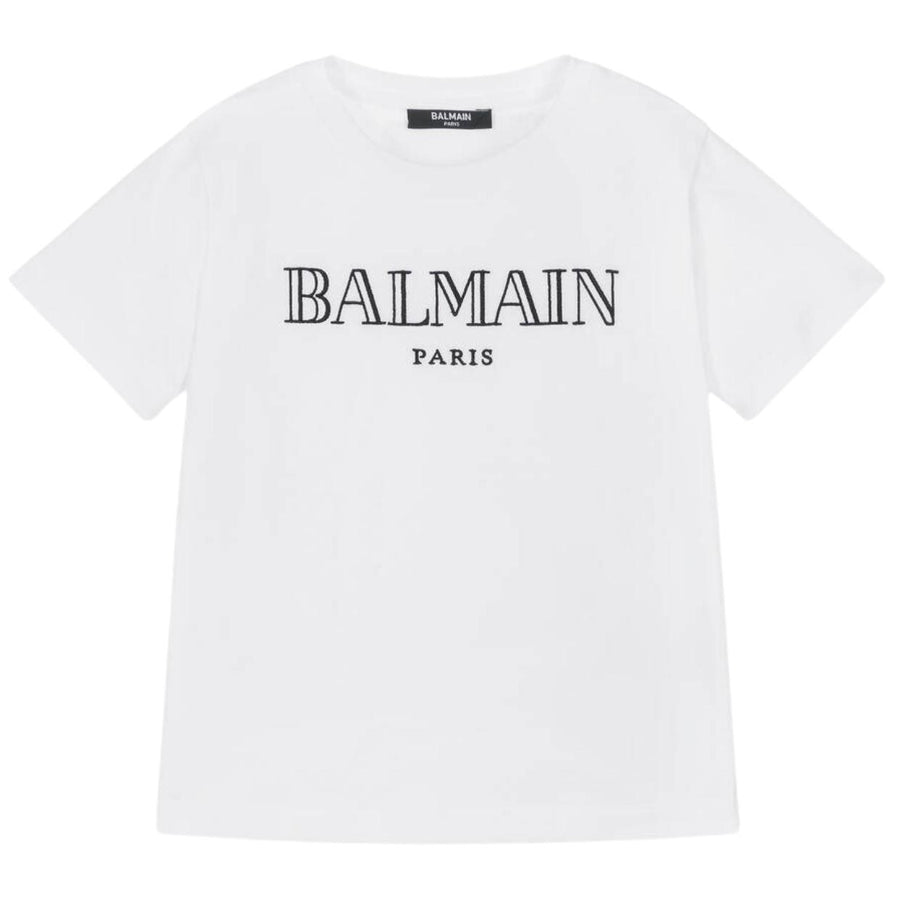 Balmain Kids Printed Logo White T-Shirt