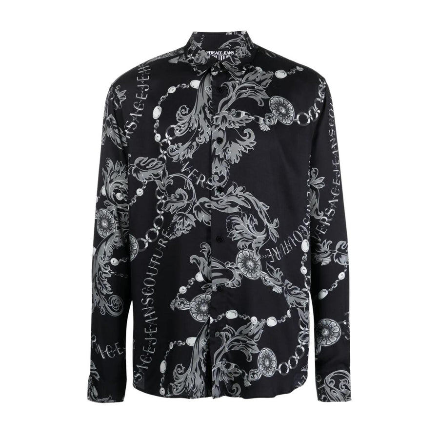 Versace Jeans Couture Chain Print All-Over Black Shirt