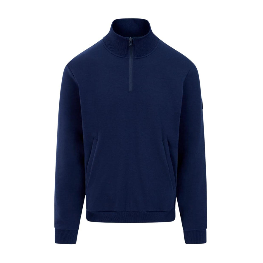 Sandbanks Navy Interlock Quarter Zip Sweatshirt