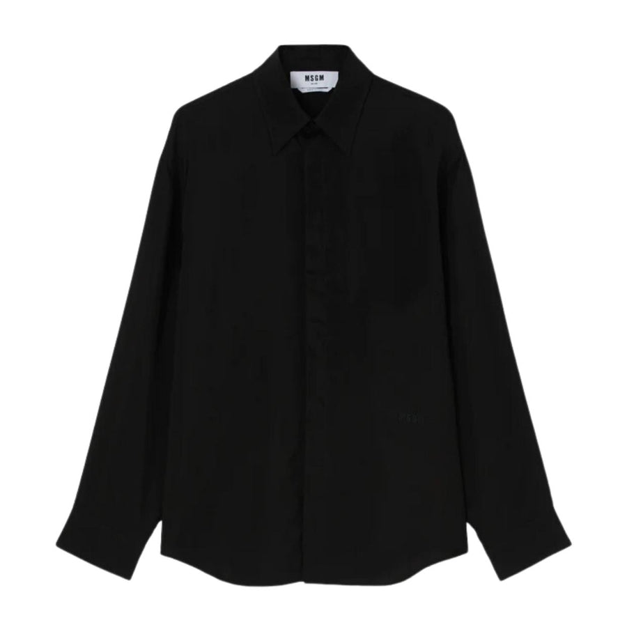 MSGM Black Silk Cupro Shirt