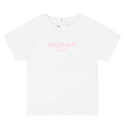 Balmain Baby Contrast Embroidered Logo White T-Shirt