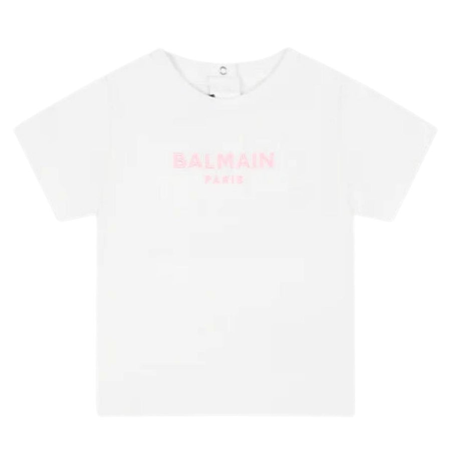 Balmain Baby Contrast Embroidered Logo White T-Shirt