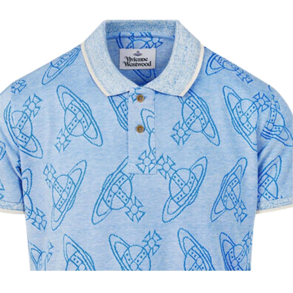 Vivienne Westwood Orb Logo Cream/Blue Classic Polo Shirt