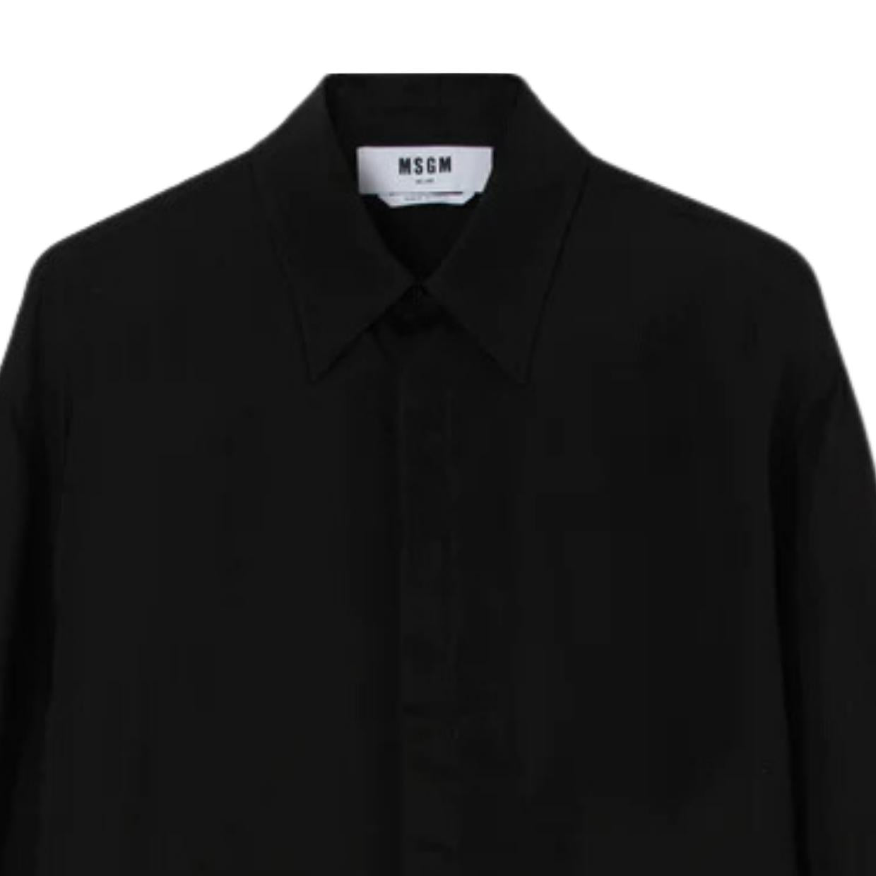 MSGM Black Silk Cupro Shirt