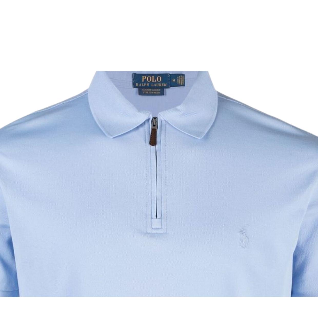Polo Ralph Lauren Slim Fit Half Zip Blue Polo Shirt