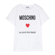 Moschino Kids Embroidered Logo White T-Shirt
