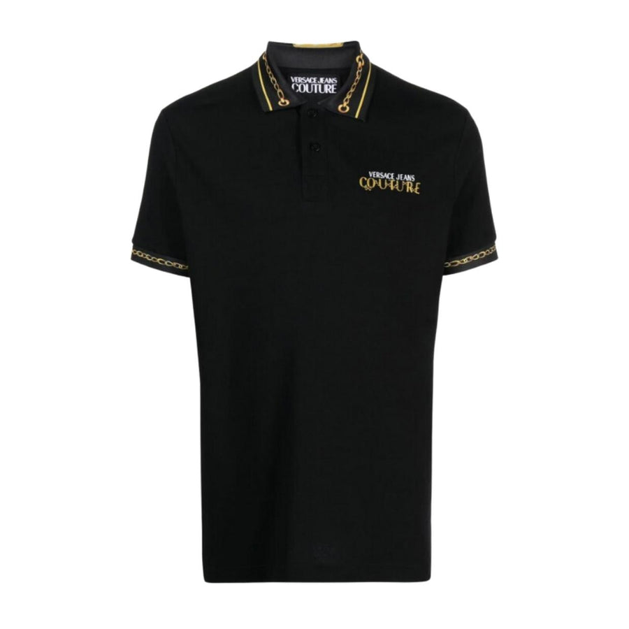 Versace Jeans Couture Chain-Link Black Polo Shirt