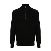 Polo Ralph Lauren Mesh-Knit Half Zip Black Sweater