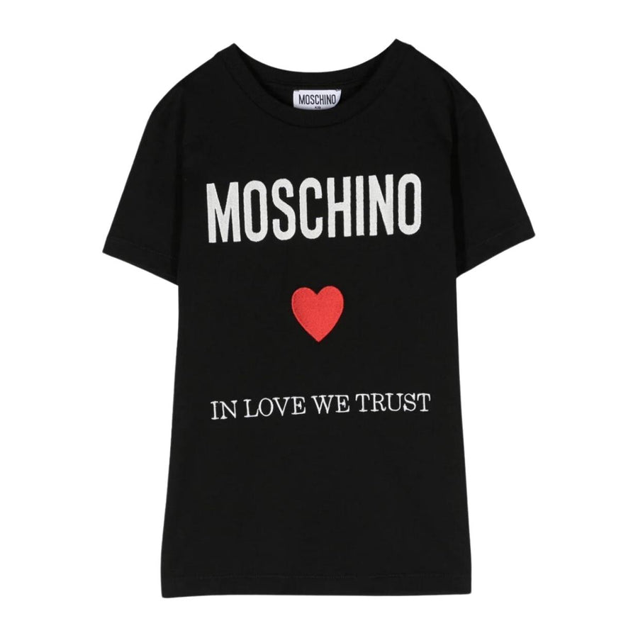 Moschino Kids Embroidered Logo Black T-Shirt