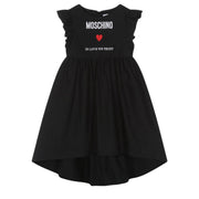 Moschino Kids Embroidered Logo Black Dress