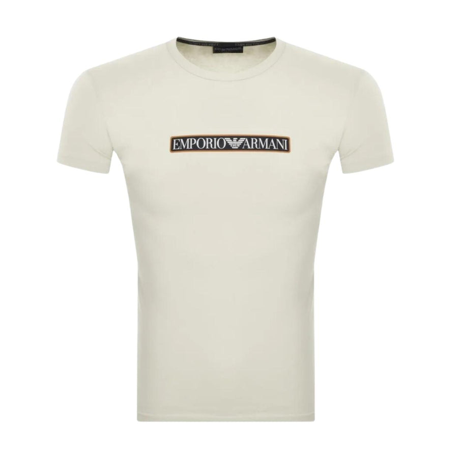 Emporio Armani Bodywear Logo Label Cream T-Shirt