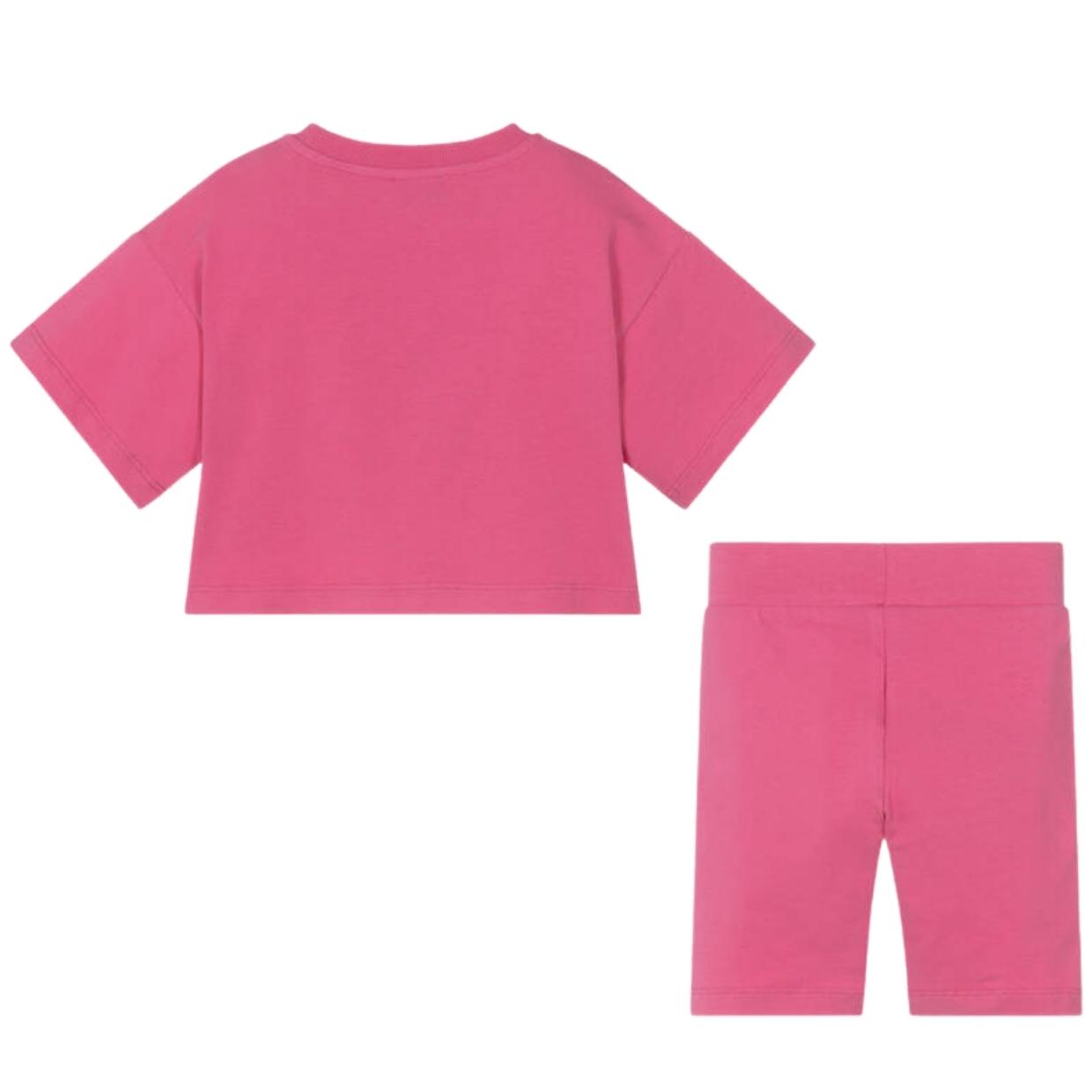 Moschino Kids Printed Logo Teddy Bear Pink T-Shirt & Short Set