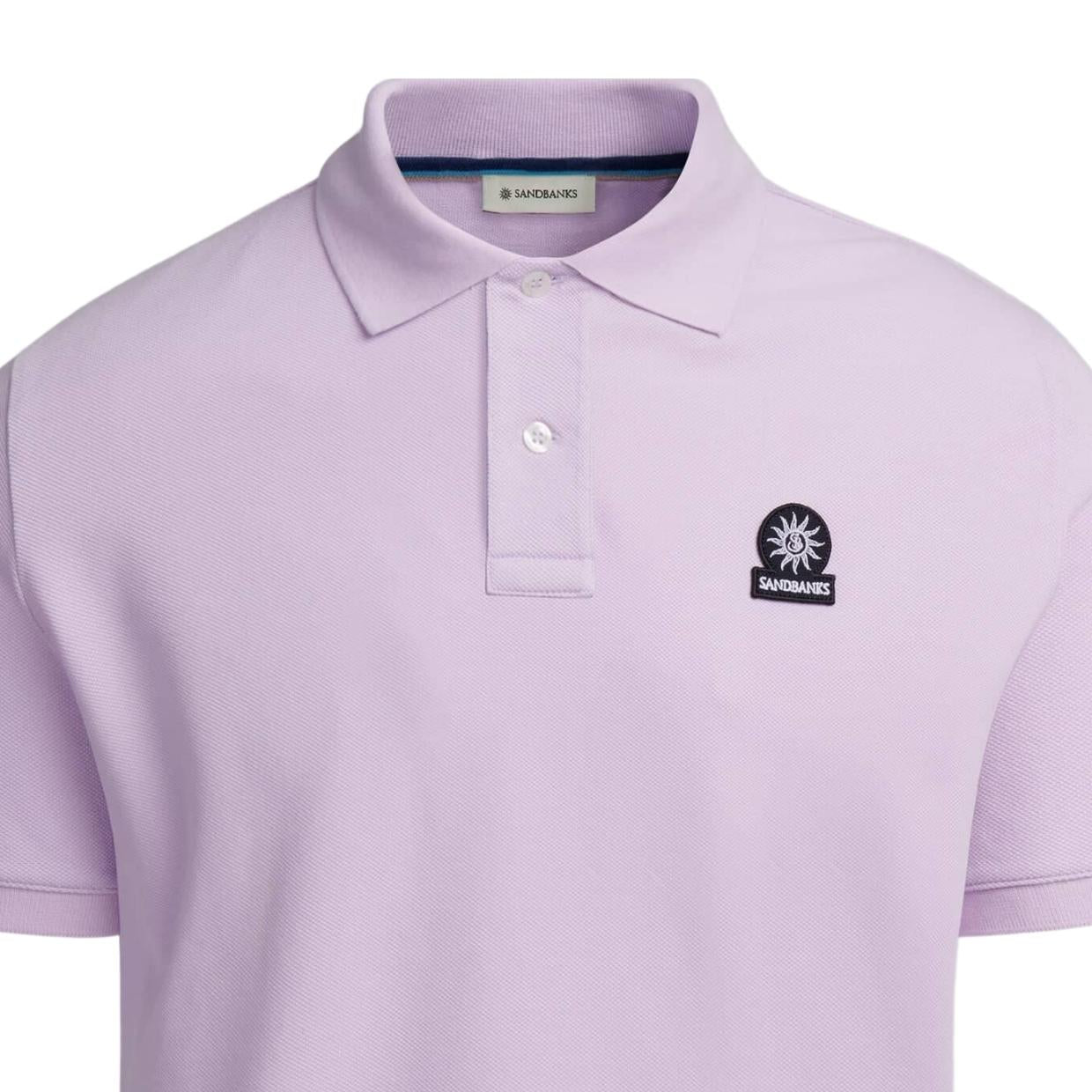 Sandbanks Badge Logo Pique Lilac Polo Shirt