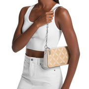 Michael Kors Nat/Optic White Empire Medium Straw Chain-Link Shoulder Bag