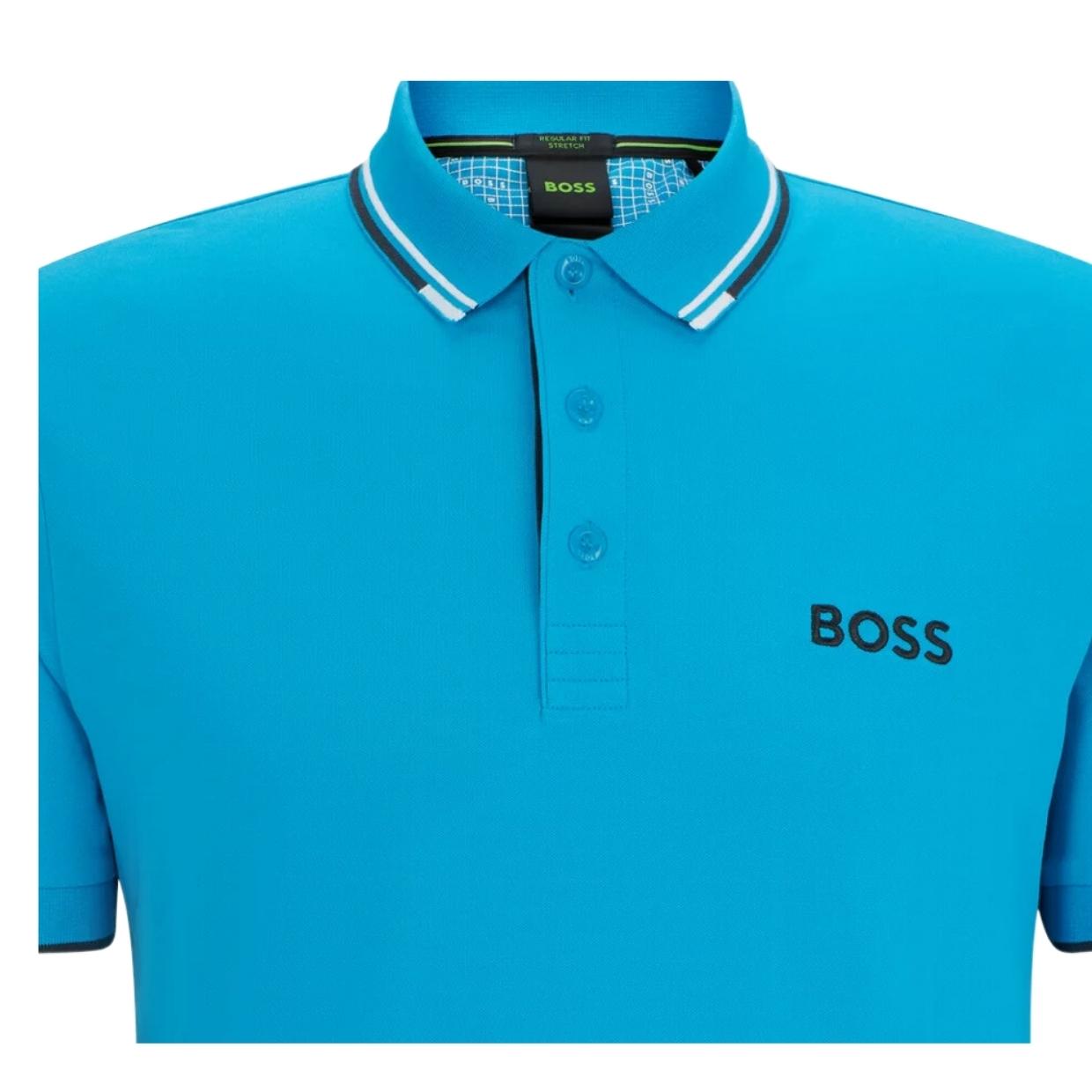 BOSS Paddy Pro Contrast Logo Turquoise Polo Shirt