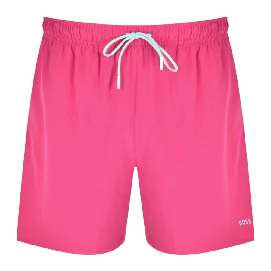BOSS Printed Logo Tio Pink Swim Shorts