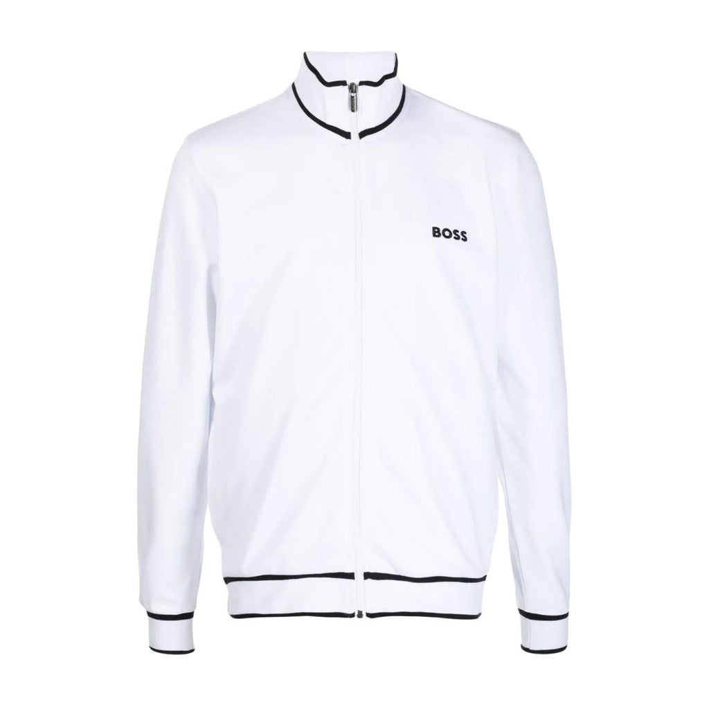 BOSS Embroidered Logo White Tracksuit Jacket – Retro Designer Wear