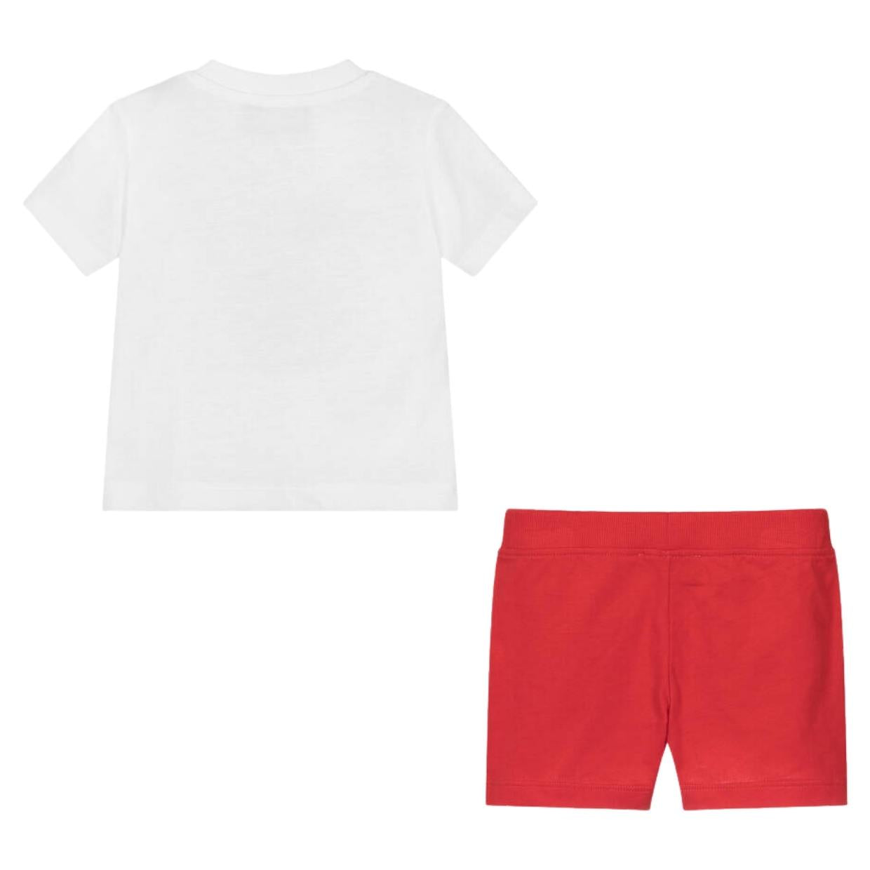 Moschino Baby Teddy Bear Logo White/Red Two Piece Shorts Set