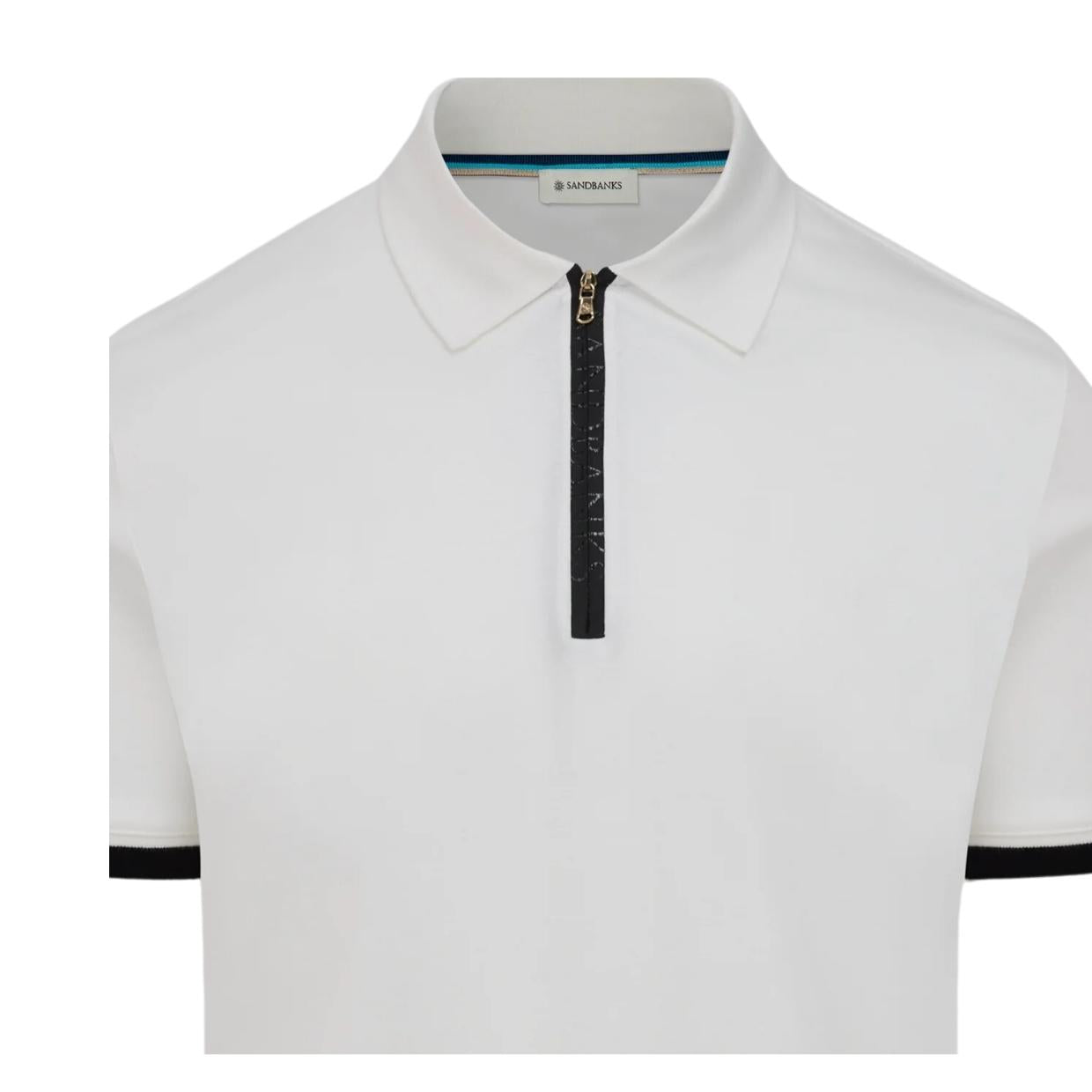 Sandbanks White Silicone Zip Polo Shirt