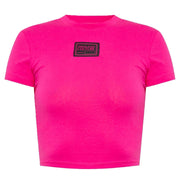 Versace Jeans Couture Piece Number Logo Patch Pink Crop Top