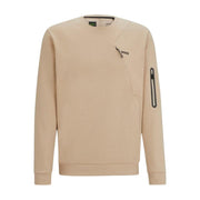 BOSS Printed Logo Salbiq Beige Sweatshirt