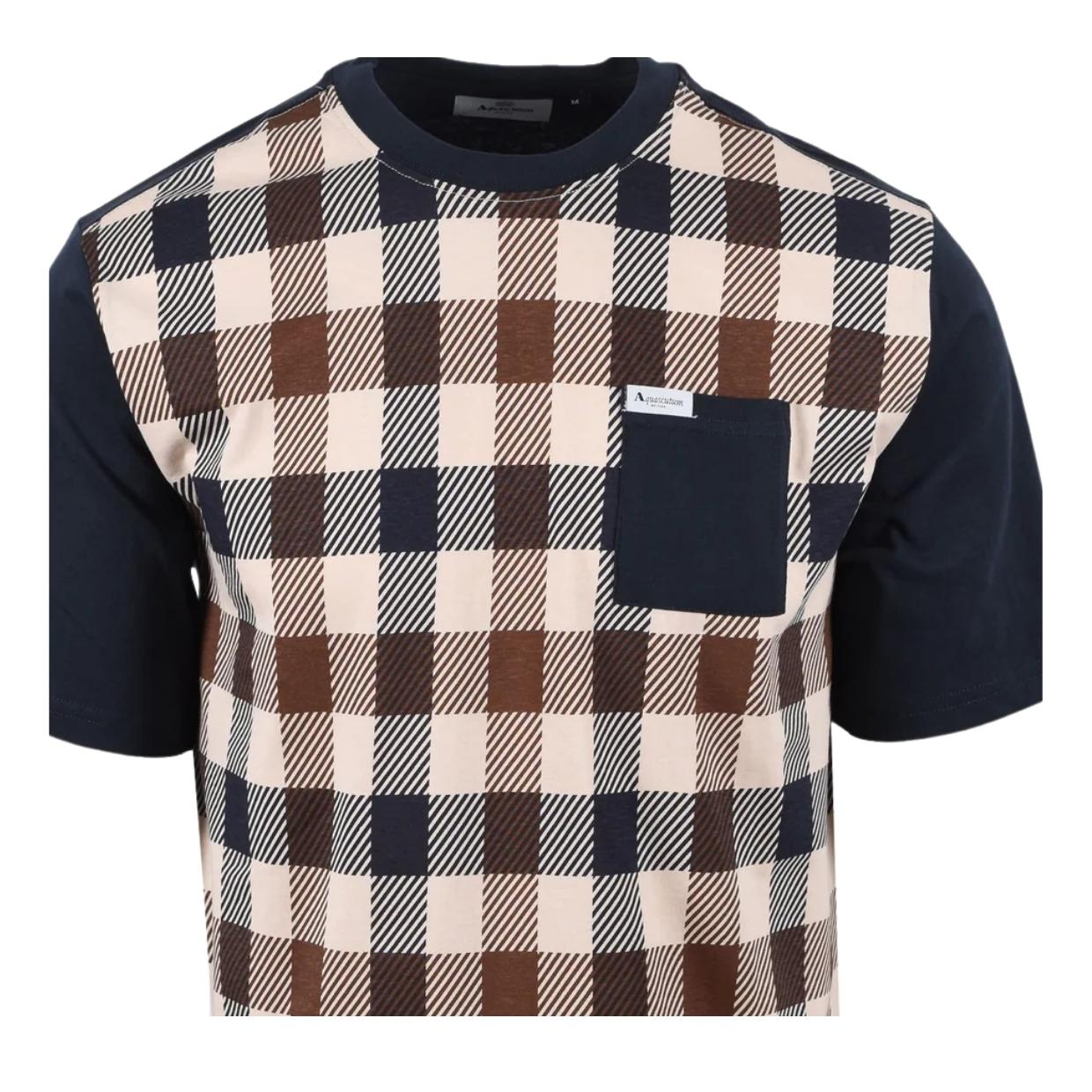 Aquascutum Active Macro Iconic Pocket Navy T-Shirt