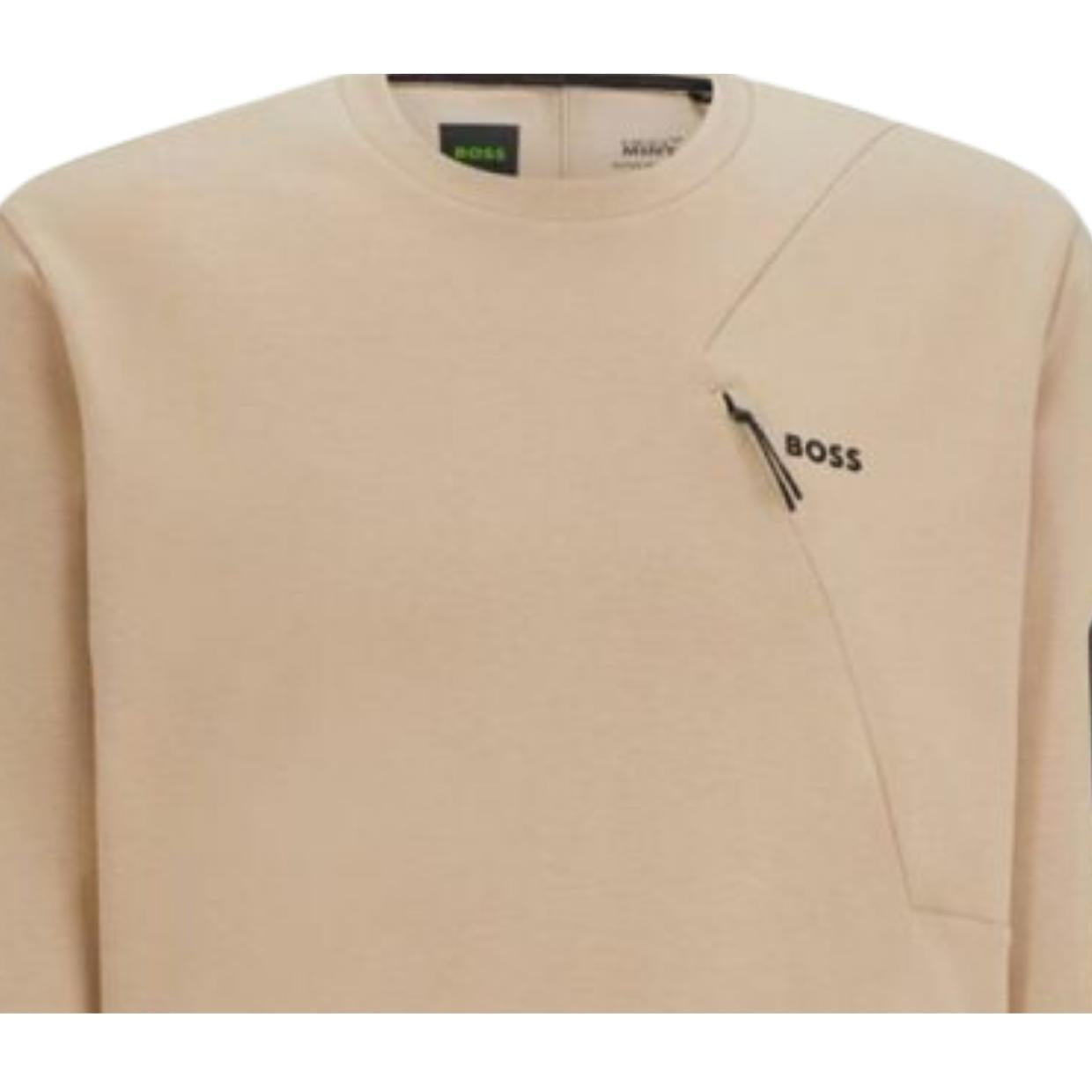 BOSS Printed Logo Salbiq Beige Sweatshirt